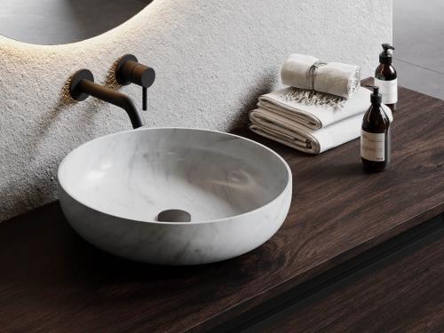 "Lima" Aufsatzwaschtisch Marmor Bianco Carrara | Spa Ambiente® 
