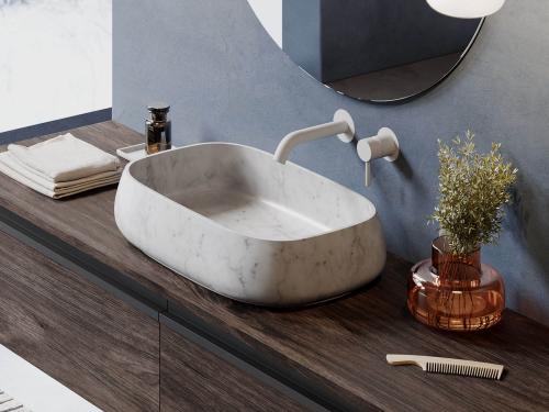 "Vian" Aufsatzwaschtisch Marmor Bianco Carrara | Spa Ambiente® 