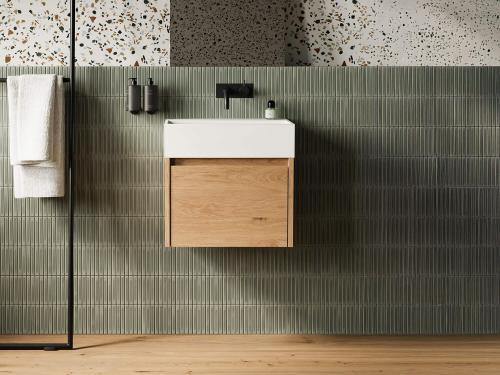 "Mika & Freya | Pure Kollektion" Badmöbel Wildeiche inkl. Waschtisch aus senstone® 