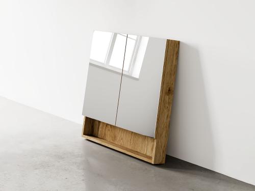 "Mare | Pure Kollektion" Spiegelschrank Wildeiche 2 Türen (optional mit LED) 