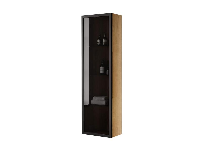 "Nora black | Pure Kollektion" Hochschrank Wildeiche Schwarzglas 