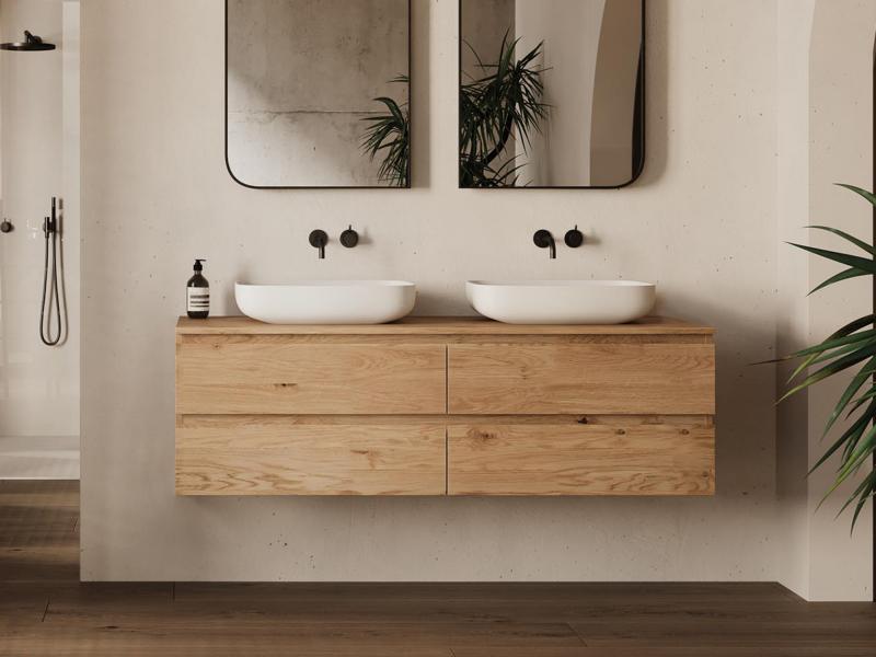 "Uno | Pure Kollektion" Waschtischunterschrank Wildeiche 120 cm - 180 cm 
