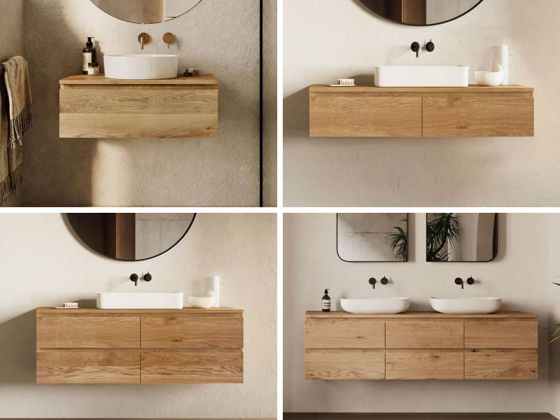 "Uno | Pure Kollektion" Waschtischunterschrank Wildeiche 60 cm - 180 cm 