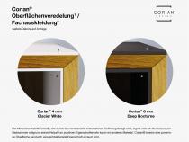 "Insa" Waschtischunterschrank Massivholz u. Deckplatte Corian® 60 cm | Lapidispa® 